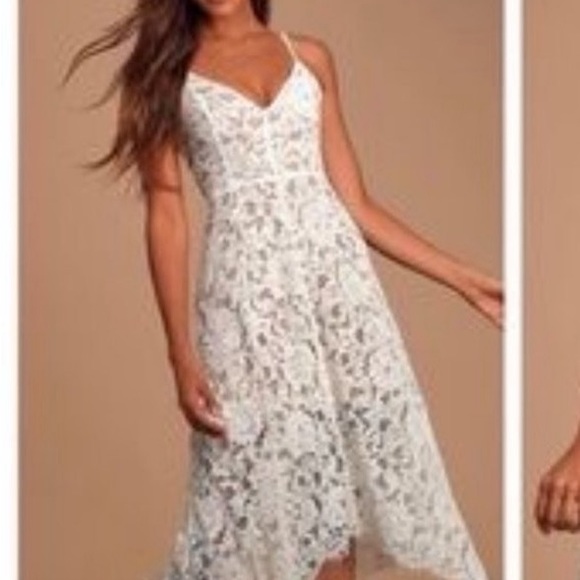 White with beige underlay Lulu’s dress NWT size large - Picture 1 of 5